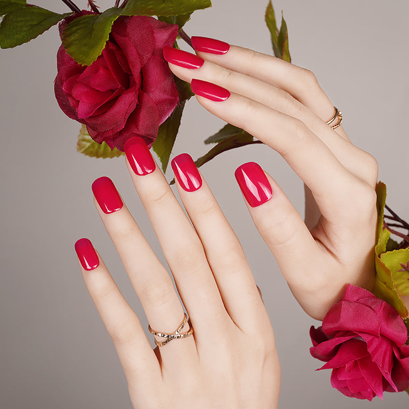 Hot Pink Semi Cured Gel Nail Sticker Kit