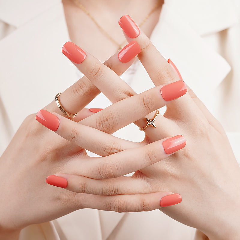 Peach Glow Semi Cured Gel Nail Sticker Kit