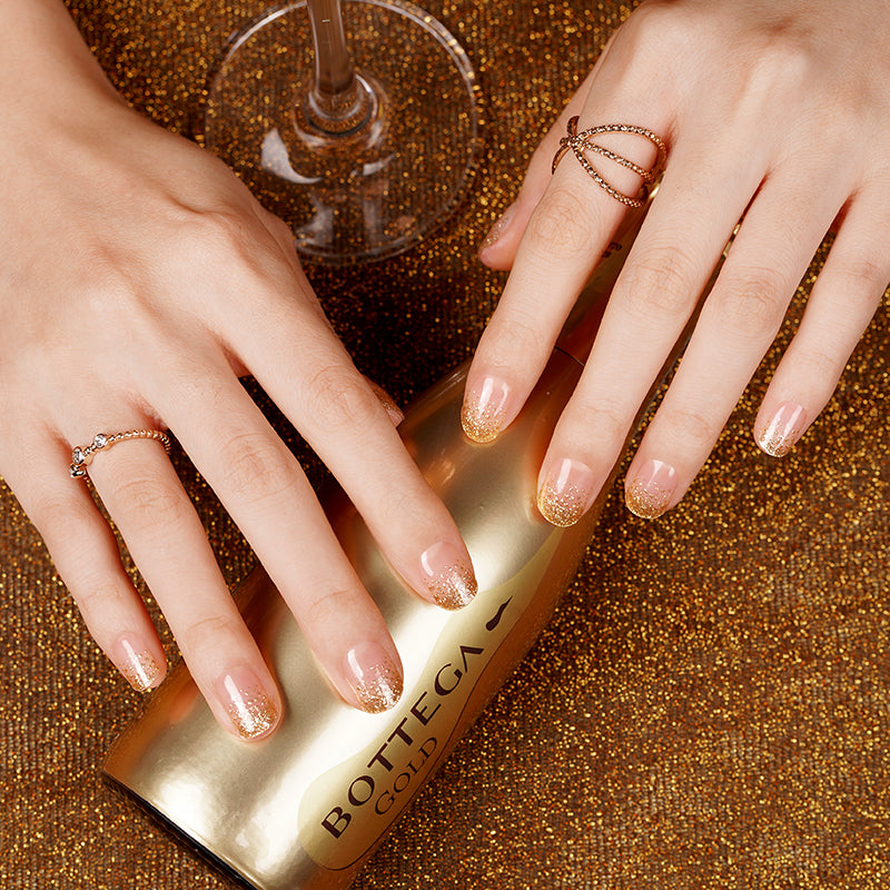 Champagne Sparkle Semi Cured Gel Nail Sticker Kit