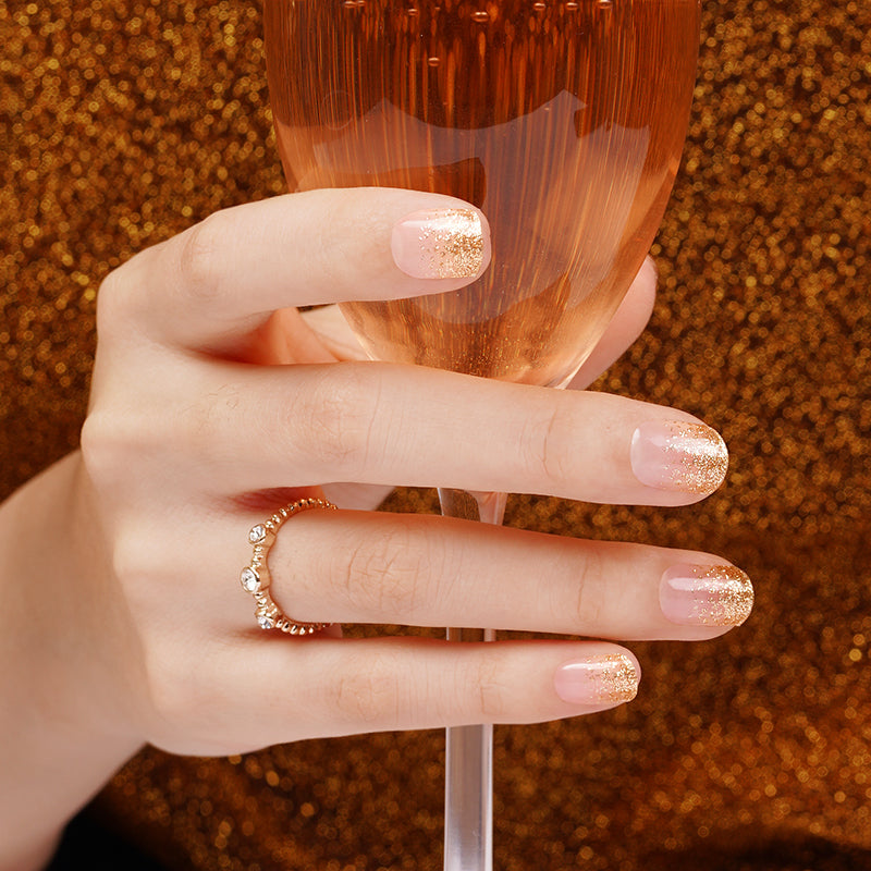 Champagne Sparkle Semi Cured Gel Nail Sticker Kit