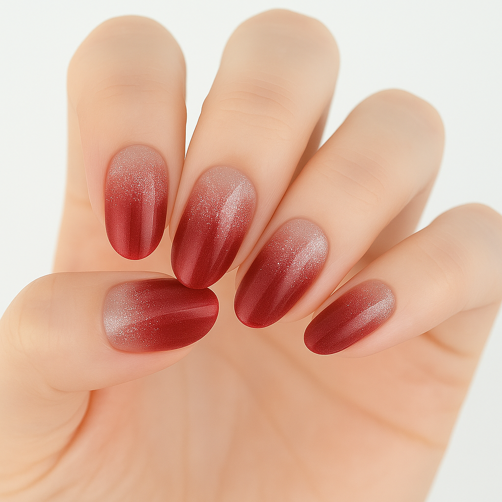 Crimson Sparkle Semi Cured Gel Nail Sticker Kit