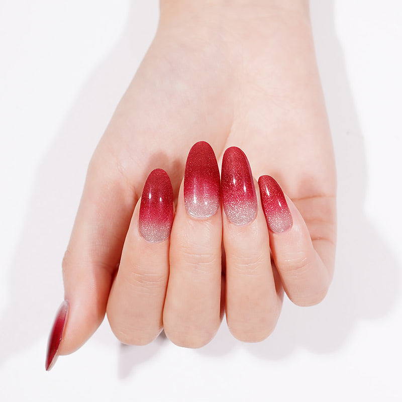 Crimson Sparkle Semi Cured Gel Nail Sticker Kit
