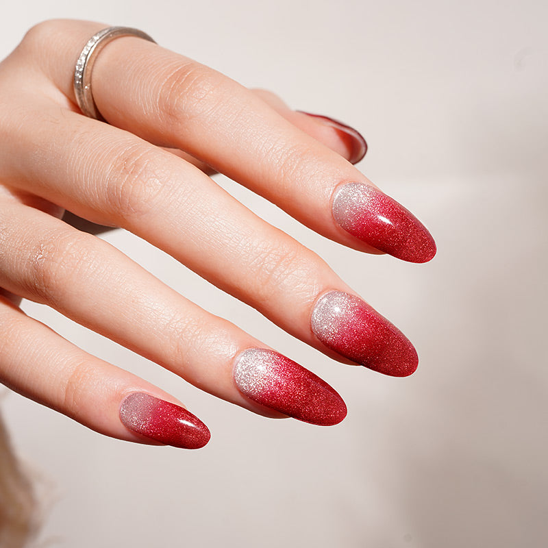 Crimson Sparkle Semi Cured Gel Nail Sticker Kit