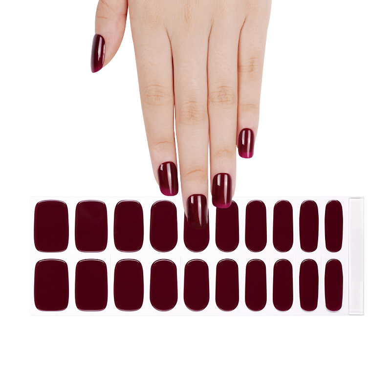 Dark Cherry Semi Cured Gel Nail Sticker Kit