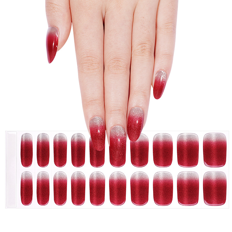 Crimson Sparkle Semi Cured Gel Nail Sticker Kit