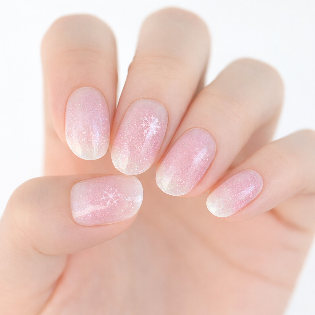 Frosted Blush Semi Cured Gel Nail Sticker Kit